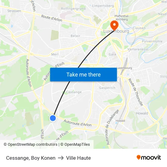 Cessange, Boy Konen to Ville Haute map