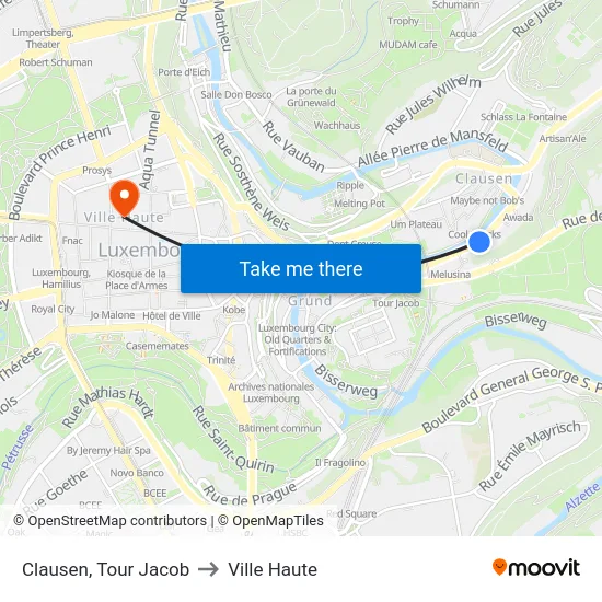 Clausen, Tour Jacob to Ville Haute map