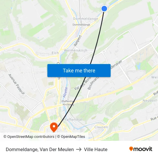 Dommeldange, Van Der Meulen to Ville Haute map