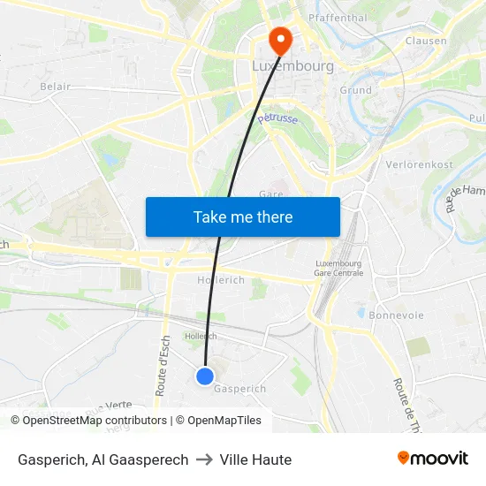 Gasperich, Al Gaasperech to Ville Haute map