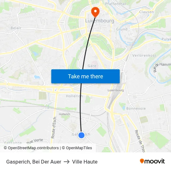 Gasperich, Bei Der Auer to Ville Haute map