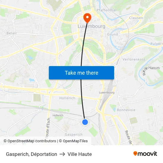 Gasperich, Déportation to Ville Haute map
