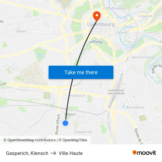 Gasperich, Klensch to Ville Haute map