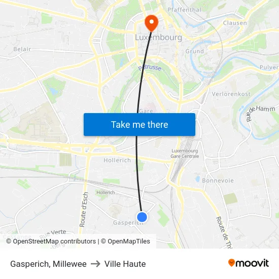 Gasperich, Millewee to Ville Haute map