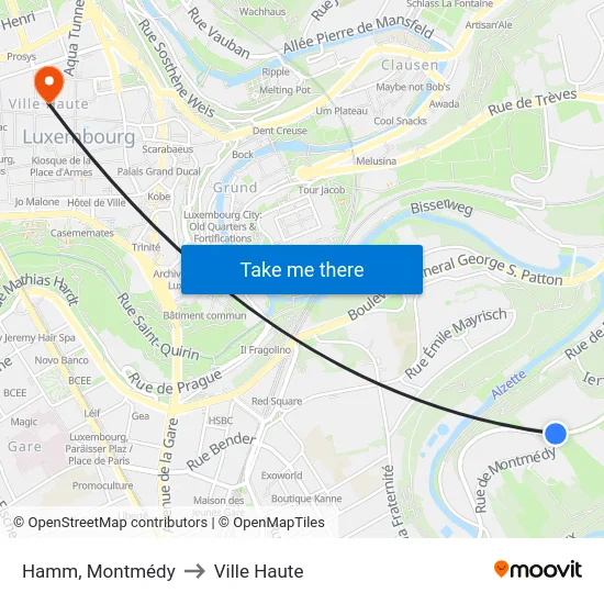 Hamm, Montmédy to Ville Haute map