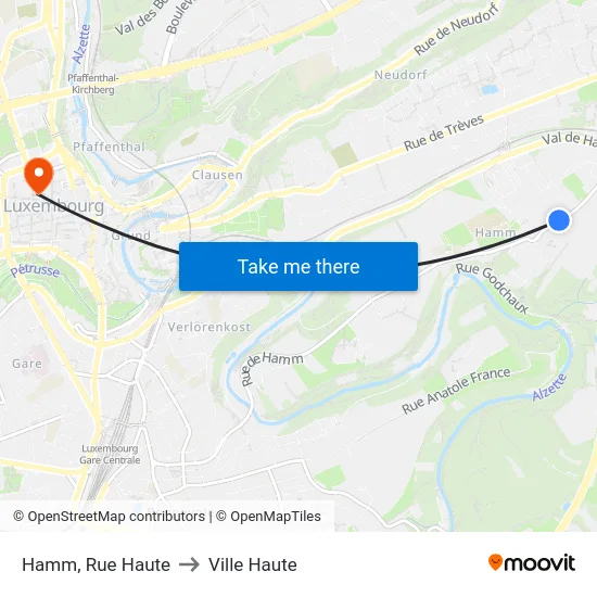 Hamm, Rue Haute to Ville Haute map