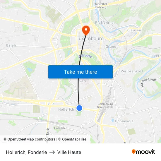 Hollerich, Fonderie to Ville Haute map