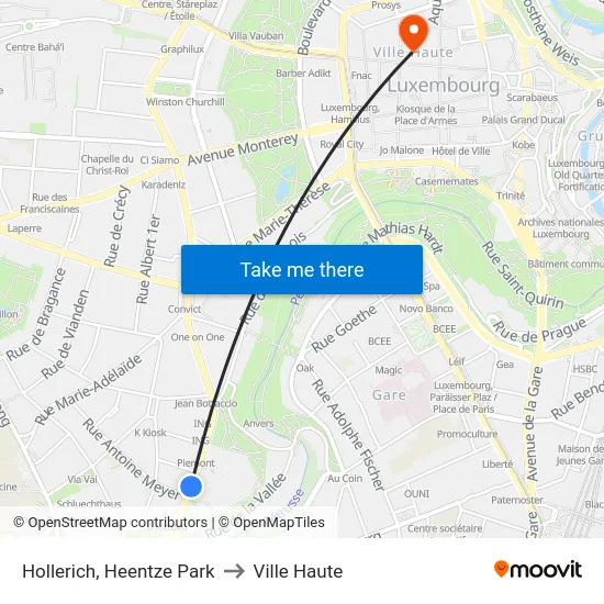 Hollerich, Heentze Park to Ville Haute map