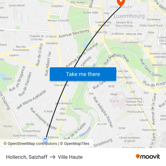 Hollerich, Salzhaff to Ville Haute map