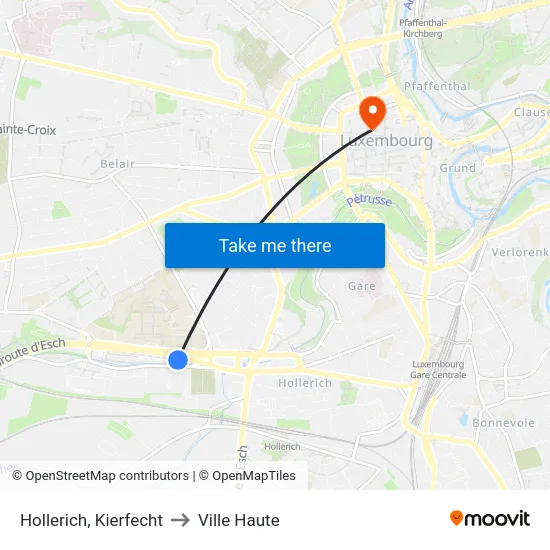 Hollerich, Kierfecht to Ville Haute map
