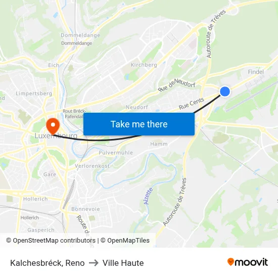 Kalchesbréck, Reno to Ville Haute map