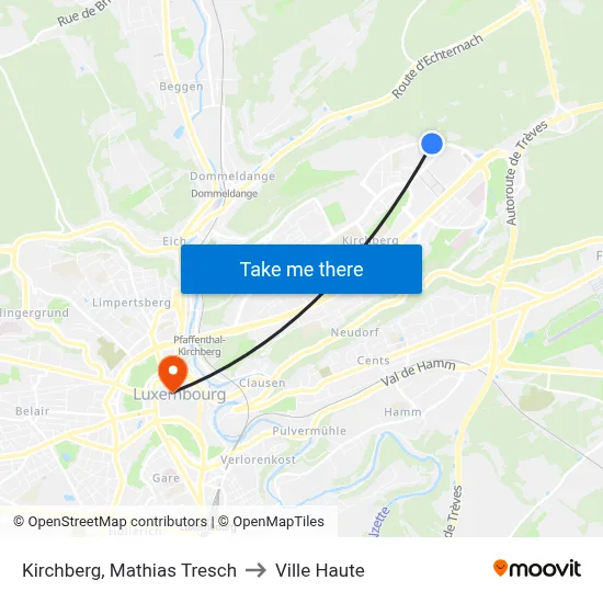 Kirchberg, Mathias Tresch to Ville Haute map