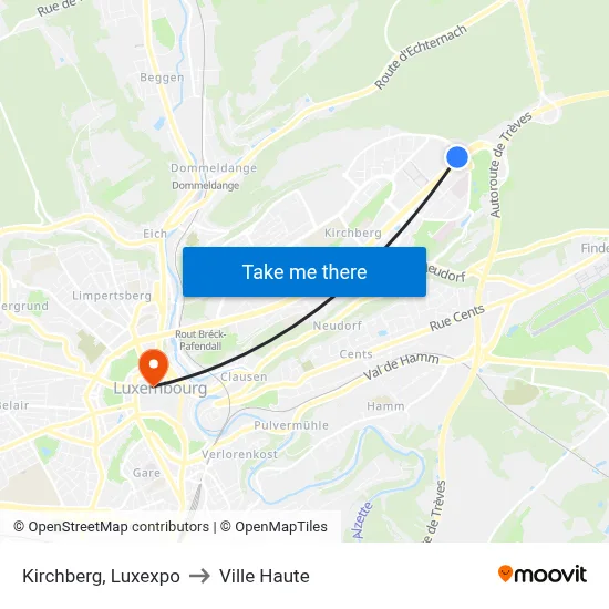 Kirchberg, Luxexpo to Ville Haute map