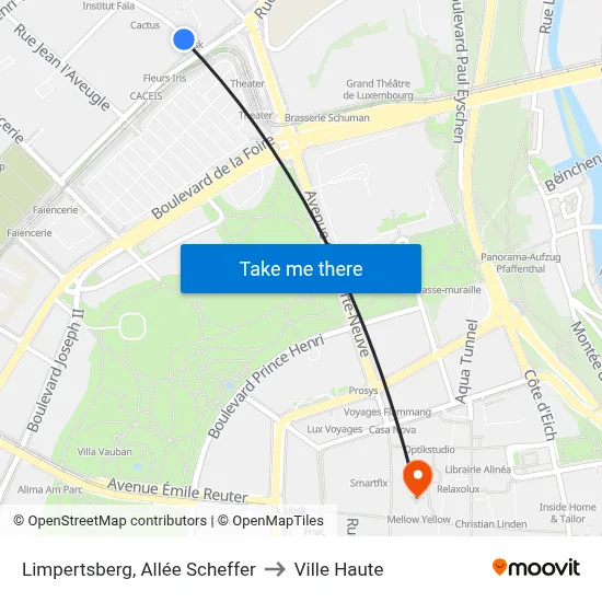 Limpertsberg, Allée Scheffer to Ville Haute map
