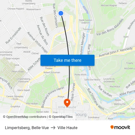 Limpertsberg, Belle-Vue to Ville Haute map