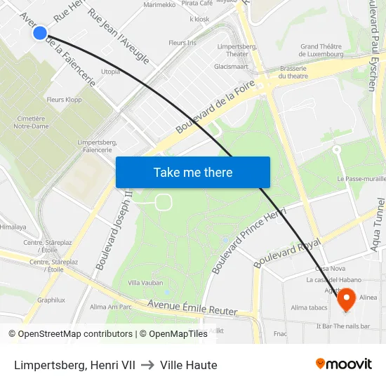 Limpertsberg, Henri VII to Ville Haute map
