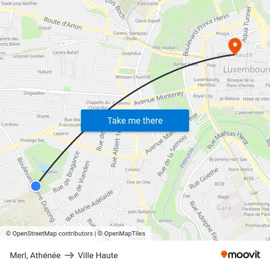 Merl, Athénée to Ville Haute map