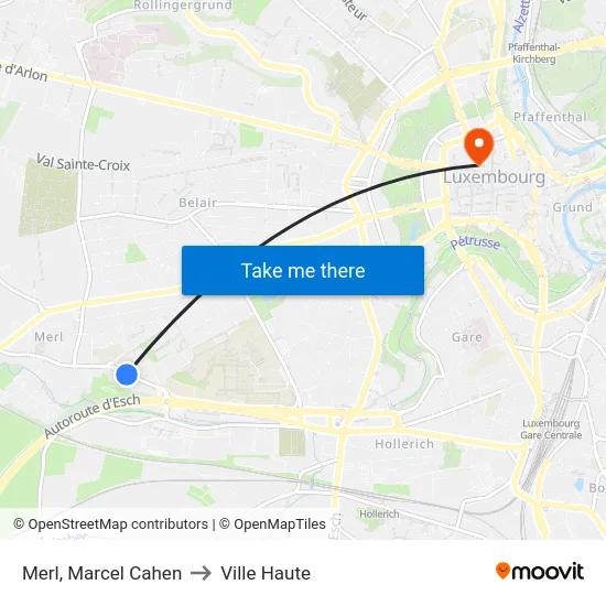 Merl, Marcel Cahen to Ville Haute map