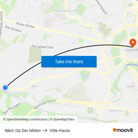 Merl, Op Der Millen to Ville Haute map