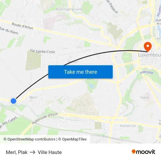 Merl, Plak to Ville Haute map