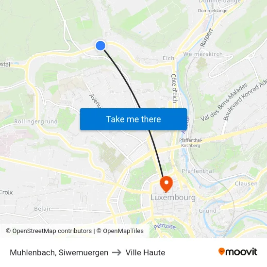 Muhlenbach, Siwemuergen to Ville Haute map