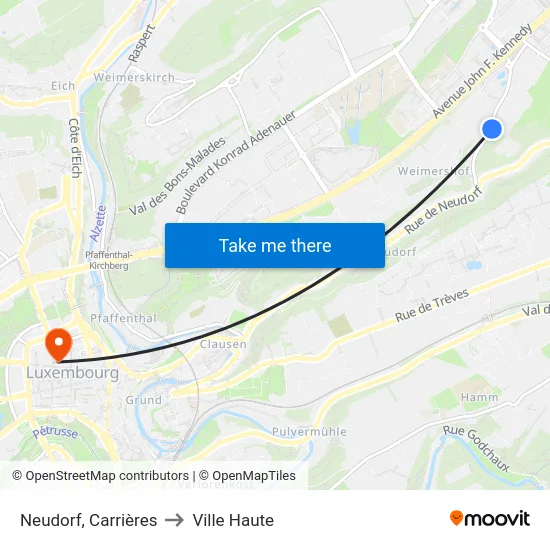 Neudorf, Carrières to Ville Haute map