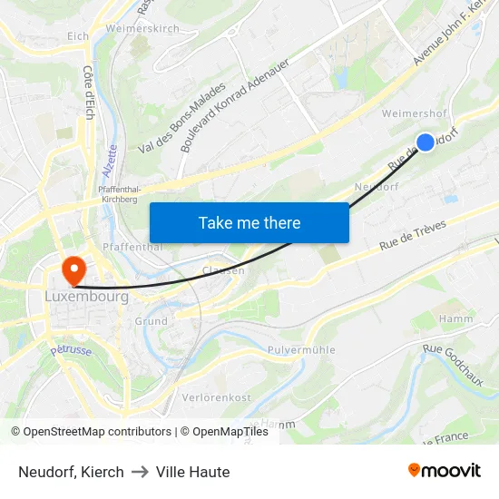 Neudorf, Kierch to Ville Haute map