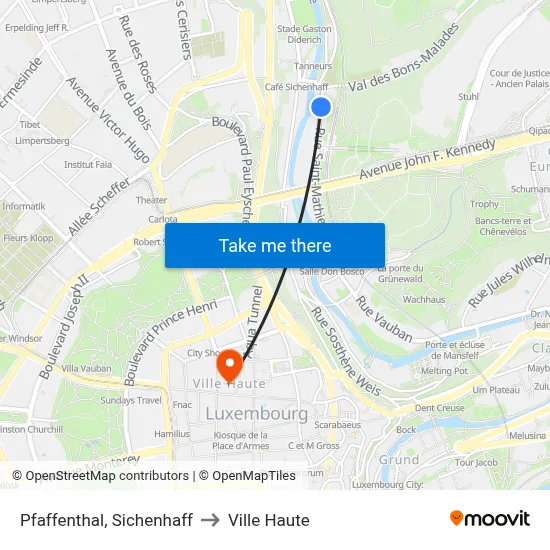 Pfaffenthal, Sichenhaff to Ville Haute map