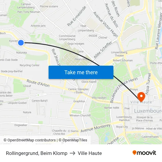Rollingergrund, Beim Klomp to Ville Haute map