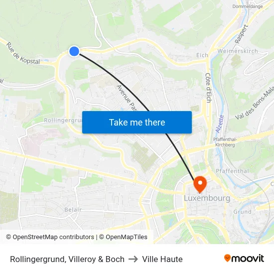 Rollingergrund, Villeroy & Boch to Ville Haute map