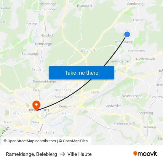 Rameldange, Beiebierg to Ville Haute map