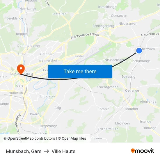 Munsbach, Gare to Ville Haute map
