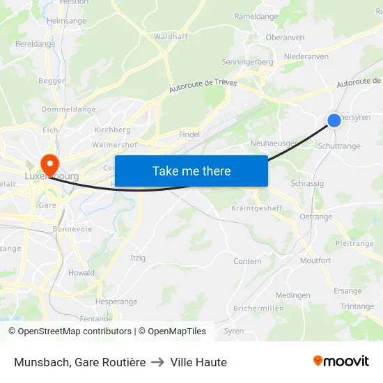 Munsbach, Gare Routière to Ville Haute map