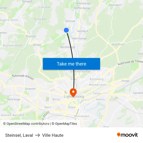 Steinsel, Laval to Ville Haute map