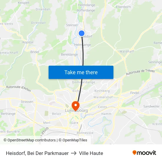 Heisdorf, Bei Der Parkmauer to Ville Haute map