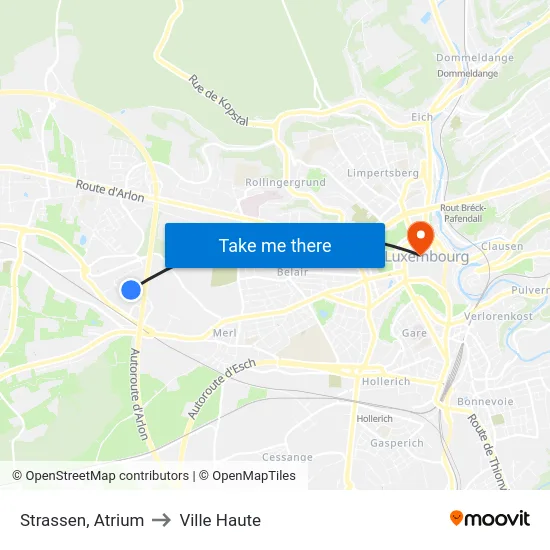 Strassen, Atrium to Ville Haute map