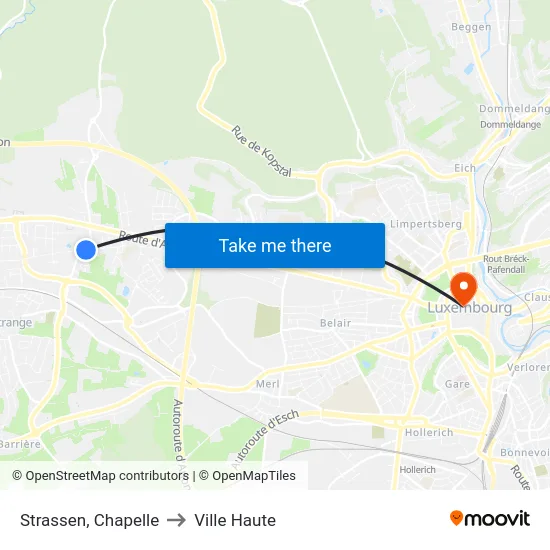 Strassen, Chapelle to Ville Haute map