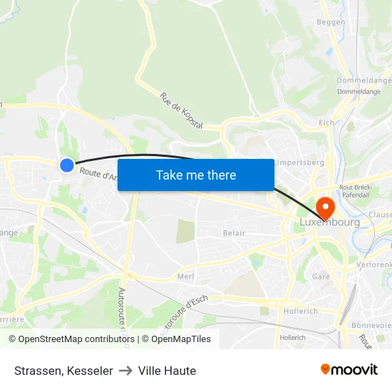Strassen, Kesseler to Ville Haute map