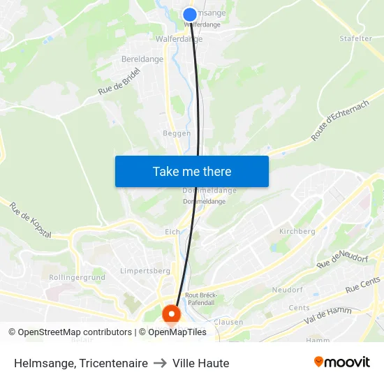 Helmsange, Tricentenaire to Ville Haute map