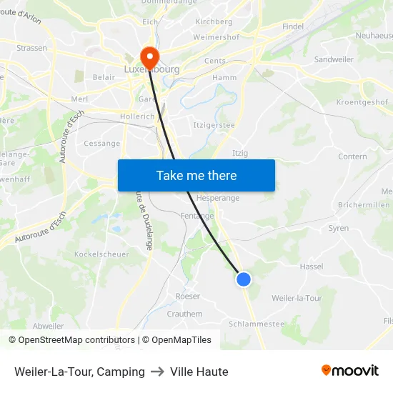 Weiler-La-Tour, Camping to Ville Haute map