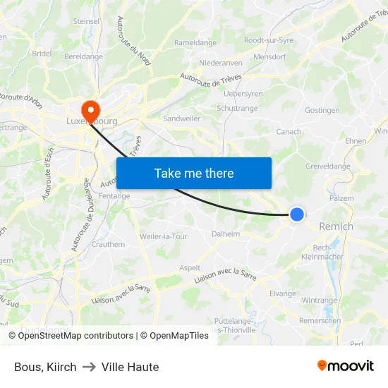 Bous, Kiirch to Ville Haute map