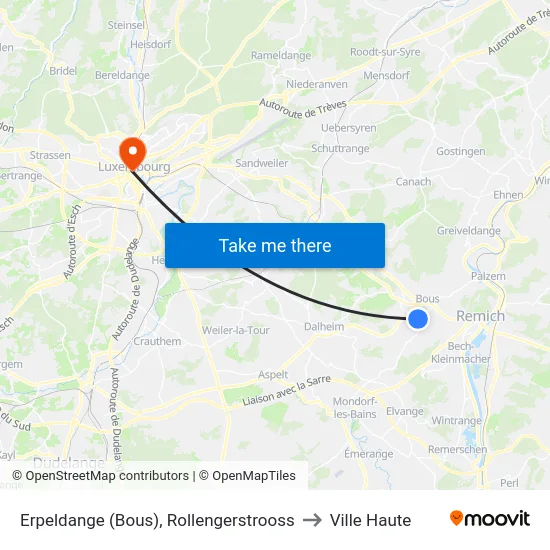 Erpeldange (Bous), Rollengerstrooss to Ville Haute map
