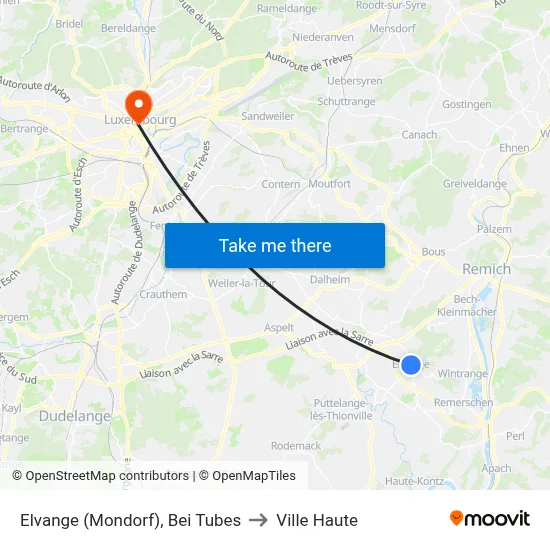 Elvange (Mondorf), Bei Tubes to Ville Haute map