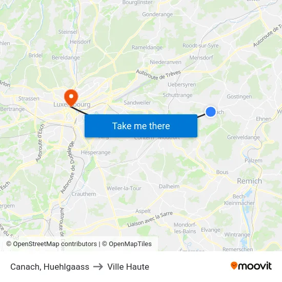 Canach, Huehlgaass to Ville Haute map