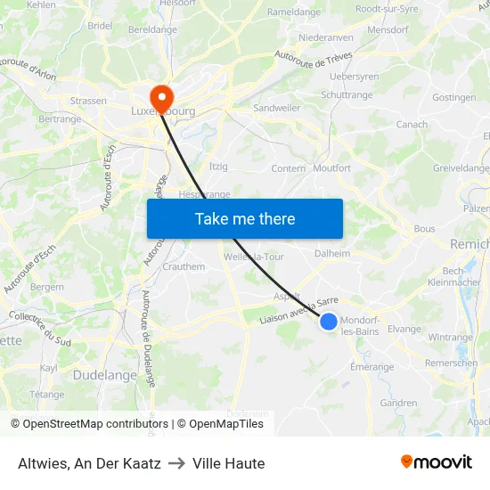 Altwies, An Der Kaatz to Ville Haute map