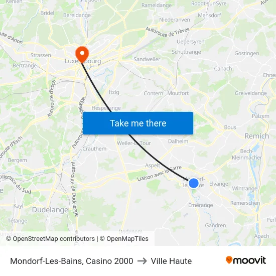 Mondorf-Les-Bains, Casino 2000 to Ville Haute map