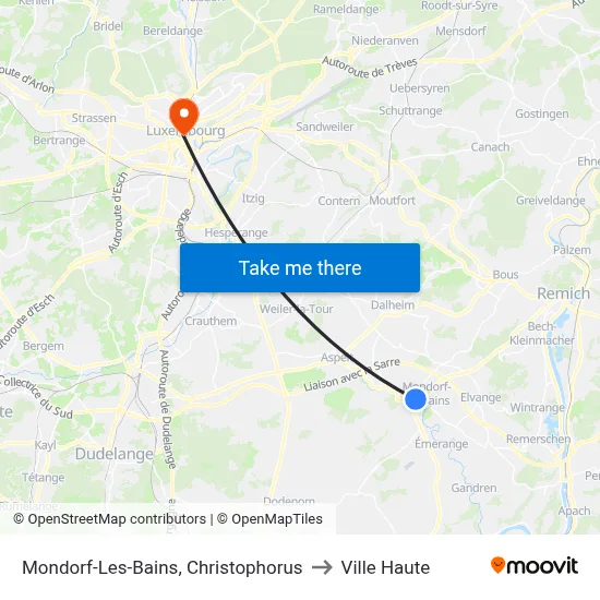 Mondorf-Les-Bains, Christophorus to Ville Haute map