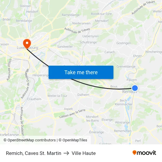 Remich, Caves St. Martin to Ville Haute map