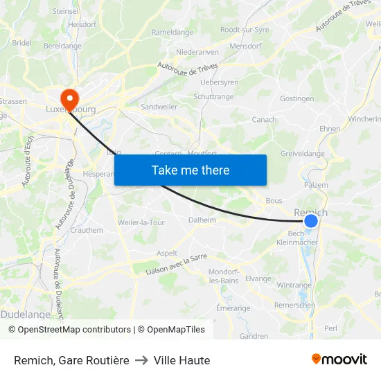 Remich, Gare Routière to Ville Haute map