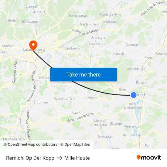 Remich, Op Der Kopp to Ville Haute map